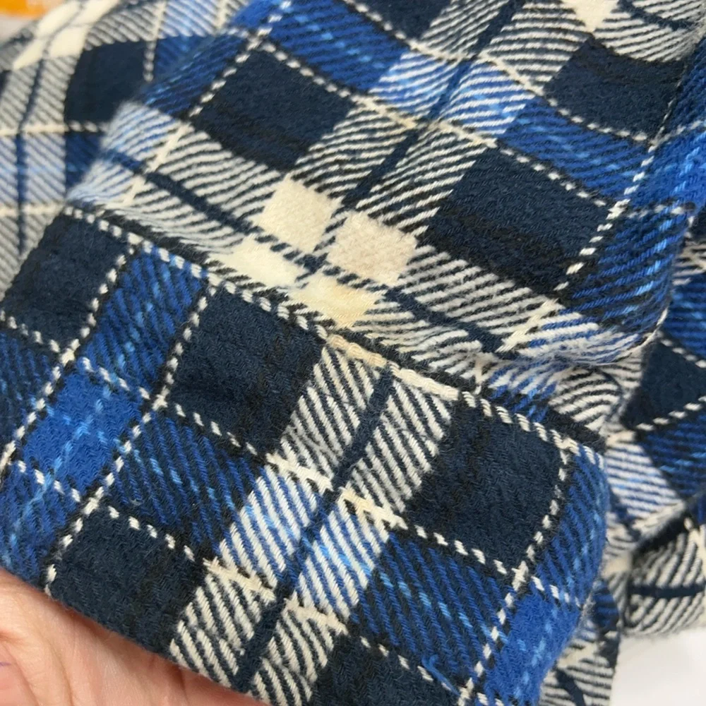 Orvis Men's Plaid Flannel Button Down Shacket Size XXL Black Blue Casual‎ Cozy